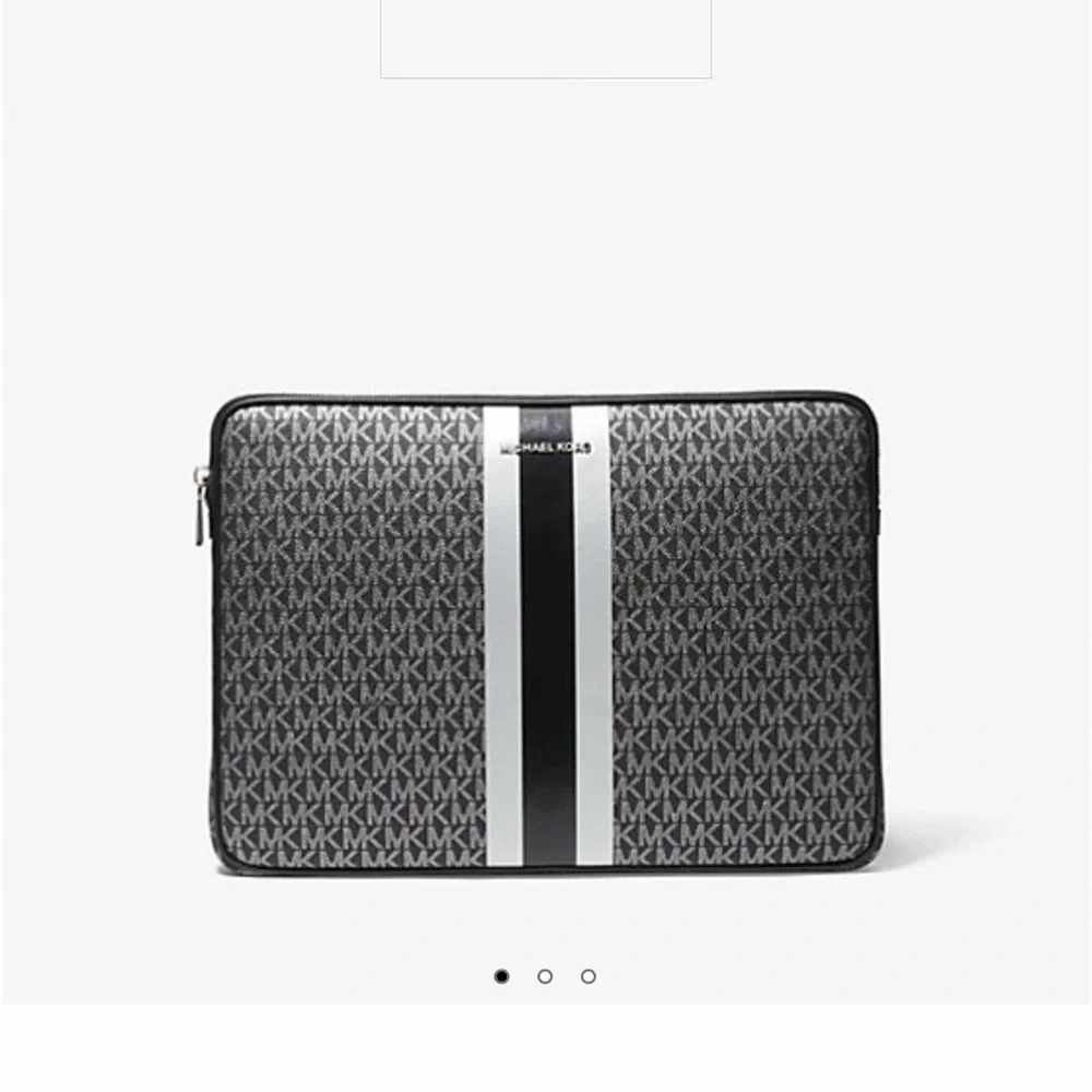 Michael Kors Black and Gray Laptop Bag with Signature MK Logo
